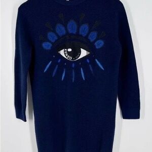 Kenzo Navy Blue Eye Sweater Dress